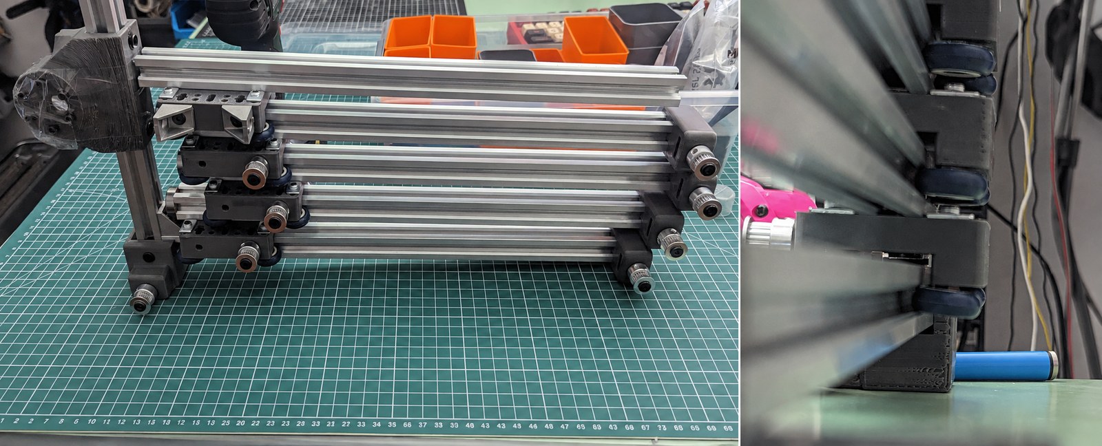 First gantry version with visible alignment issues