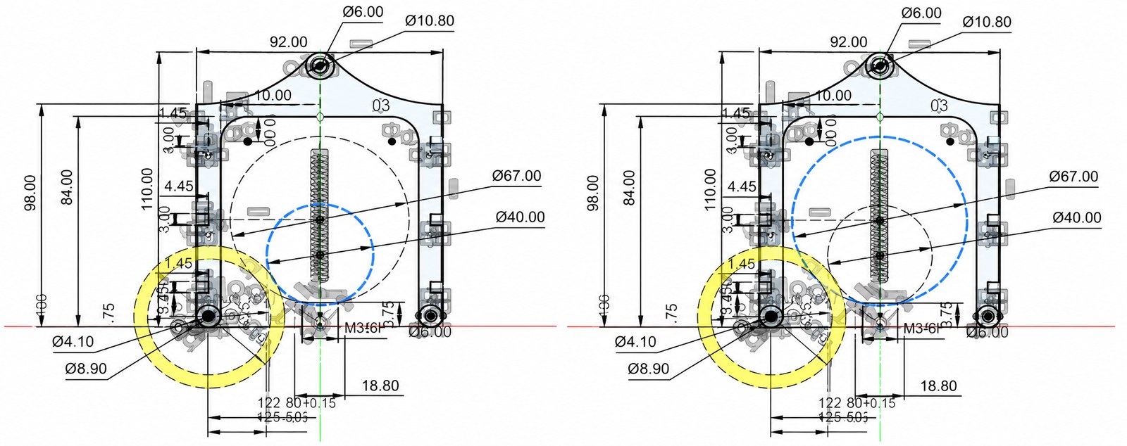 Toolhead comb geometry and clearance calculations